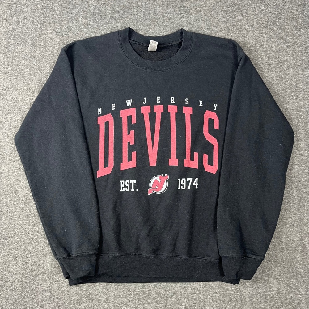 New Jersey Devils Sweatshirt Mens Small Black Good NHL Hockey Crewneck
